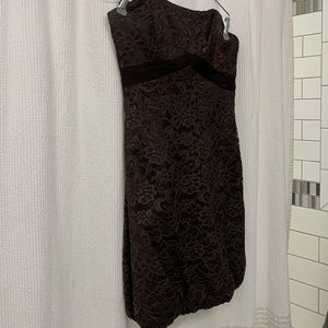 Badgley Mischka strappless dress. Chocolate brown. Size 4